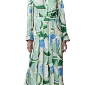 ZARA satin effect shirt dress with pleated bottom skirt medium